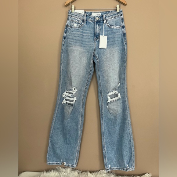 Vervet Denim - {Vervet} Bella High-Rise Flare Distressed Jeans in Blue - Womens 27 - NWT